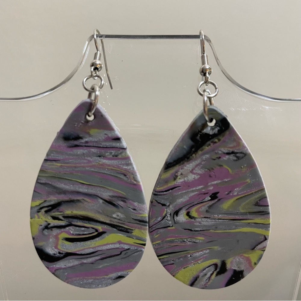 handmade clay teardrop earrings